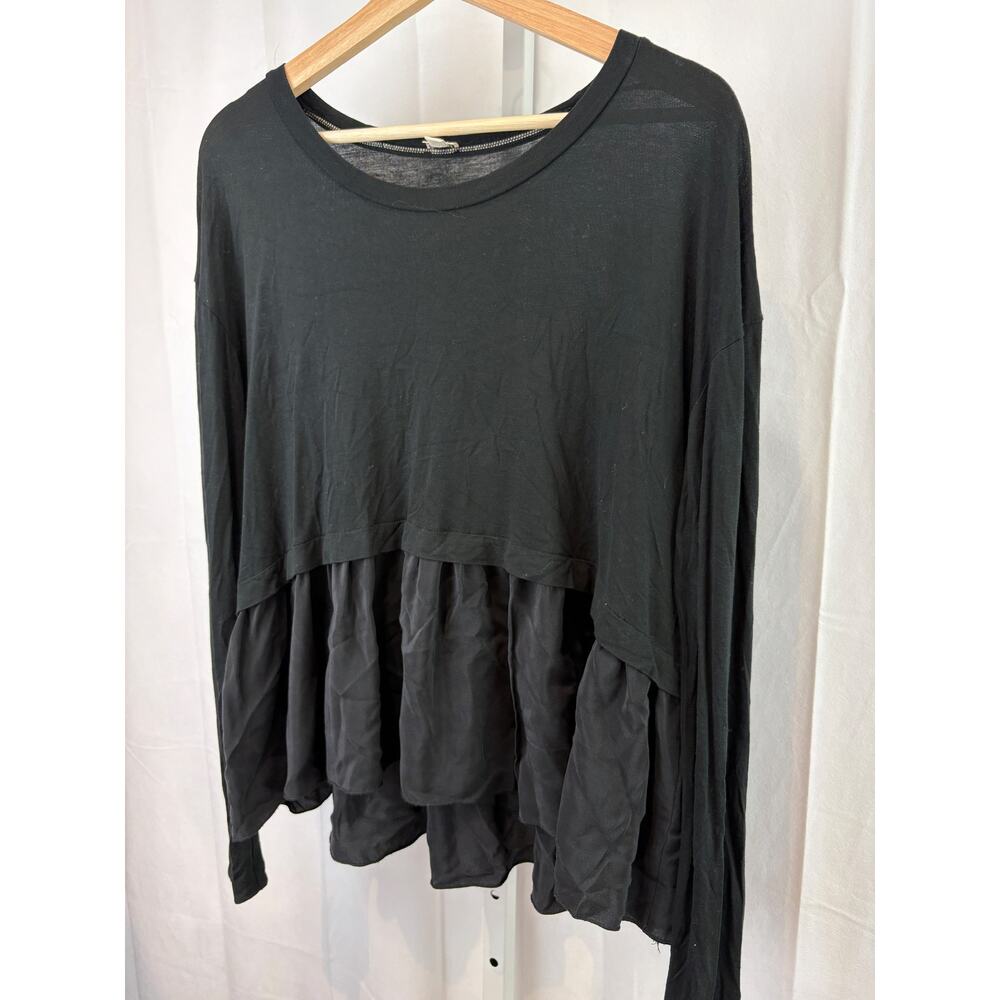 Wilfred Black Layered Ruffle Hem Long Sleeve Top - Picture 4 of 7